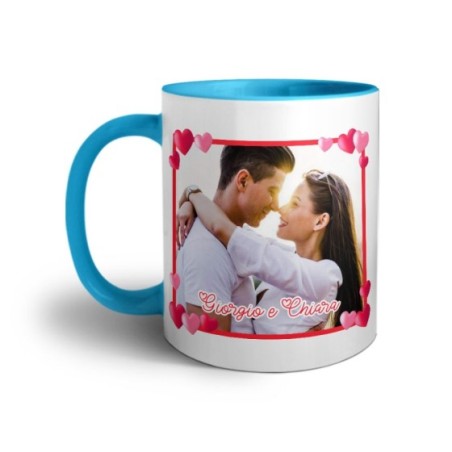 Tazza personalizzata con foto e nomi cornice love Love