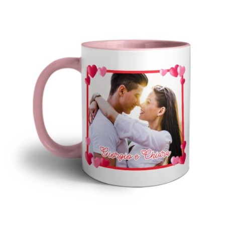 Tazza personalizzata con foto e nomi cornice love Love