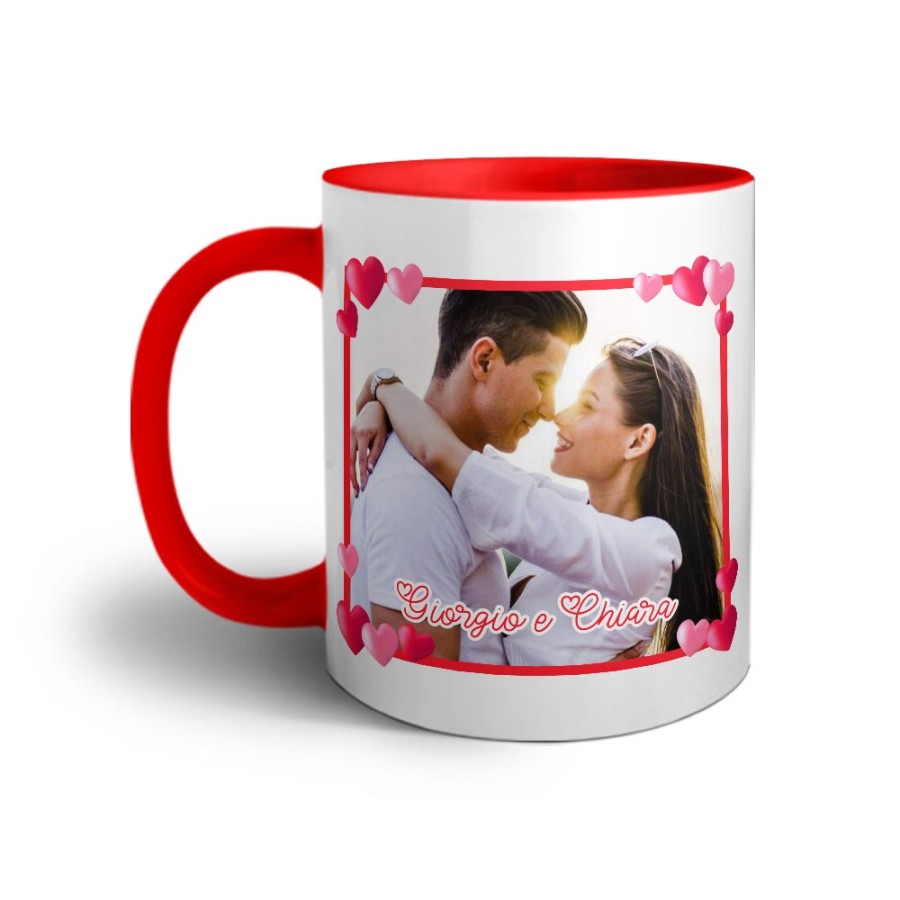 Tazza personalizzata con foto e nomi cornice love Love