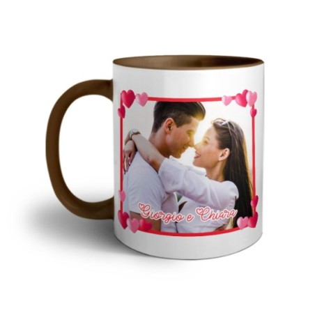 Tazza personalizzata con foto e nomi cornice love Love