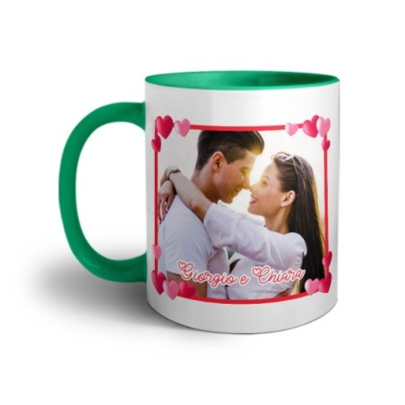 Tazza personalizzata con foto e nomi cornice love Love