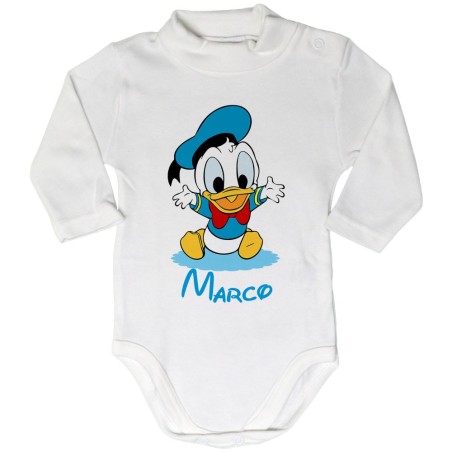 Body lupetto neonato personalizzato con nome baby paperino