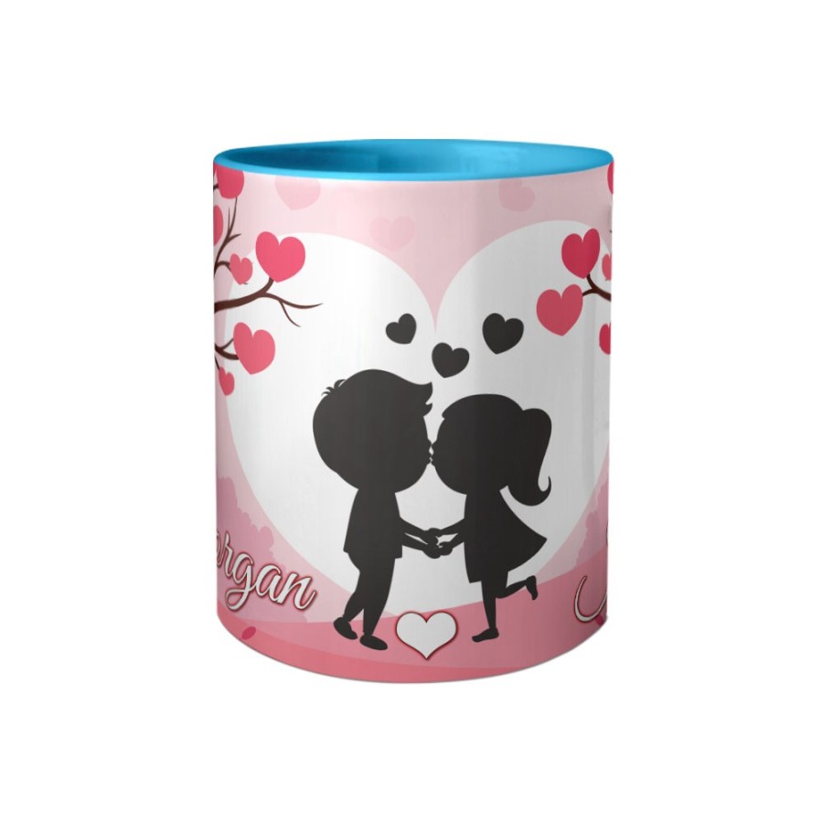 Tazza personalizzata con nomi coppia romantica Love
