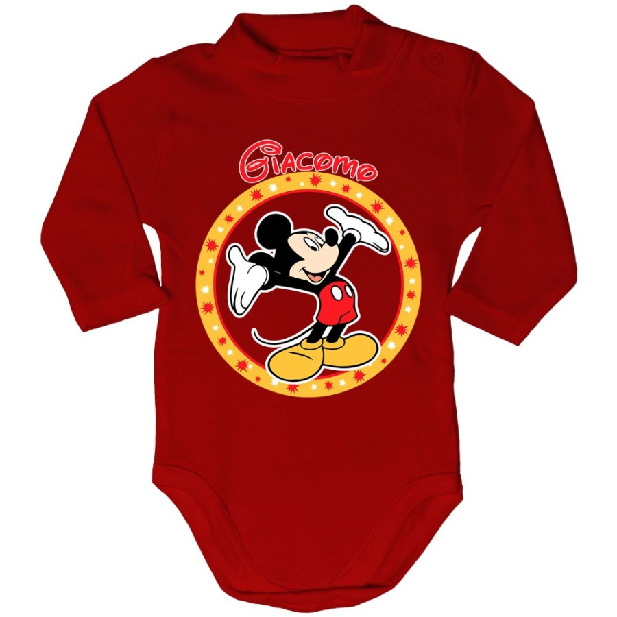 Body lupetto neonato personalizzato con nome topolino Cartoon