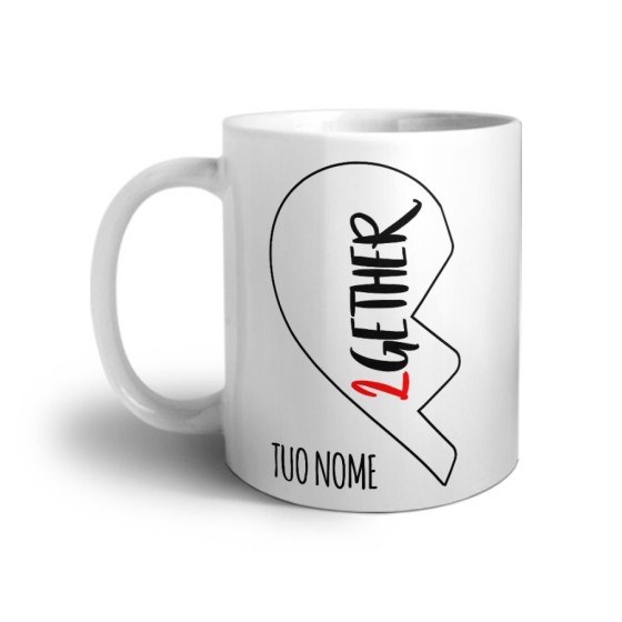 Tazza personalizzabile con nome 2gether mezzo cuore Love