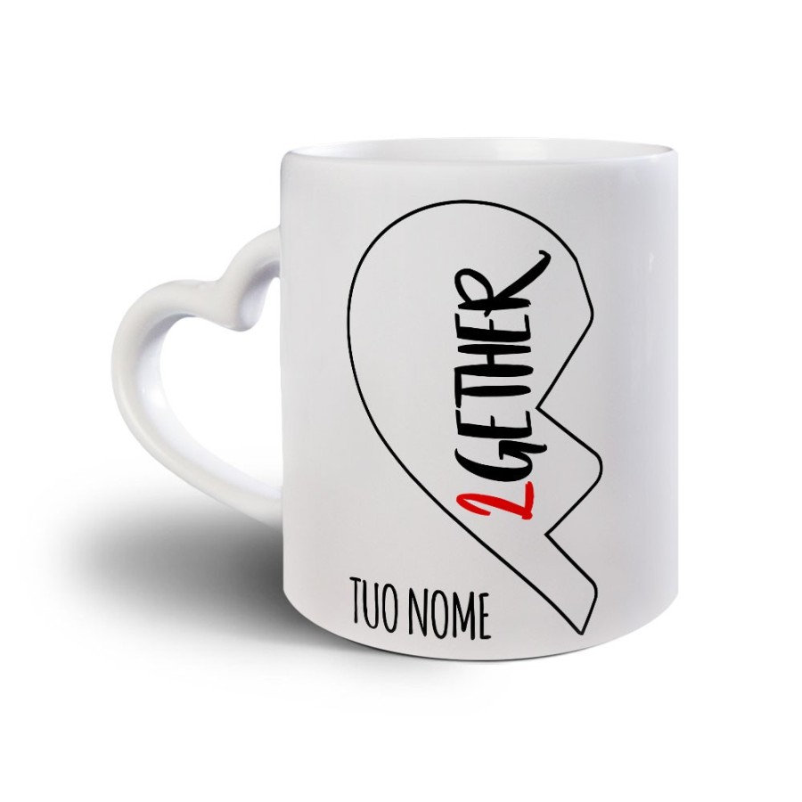 Tazza personalizzabile con nome 2gether mezzo cuore Love