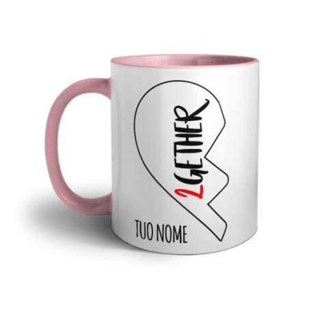 Tazza personalizzabile con nome 2gether mezzo cuore Love
