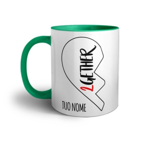 Tazza personalizzabile con nome 2gether mezzo cuore Love