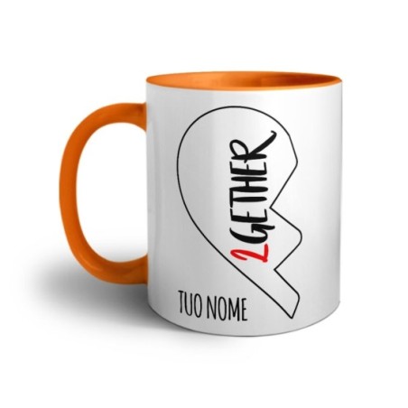 Tazza personalizzabile con nome 2gether mezzo cuore Love