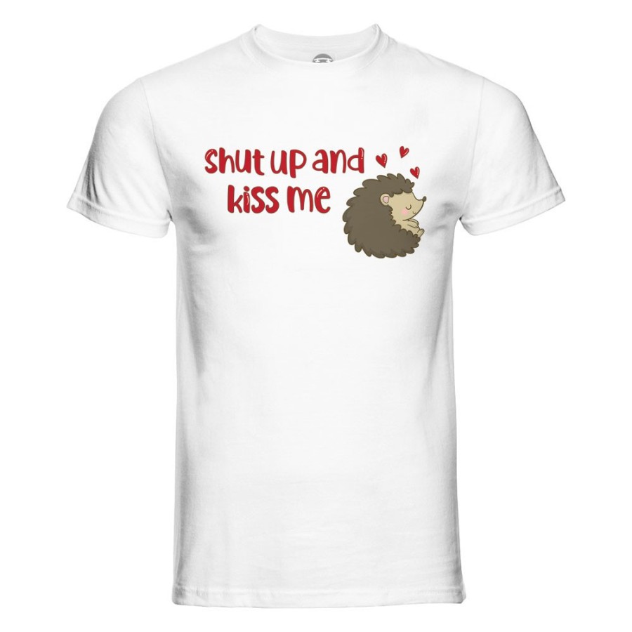 T-shirt uomo personalizzabile con nome riccio shut up and kiss me Love