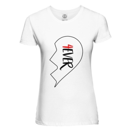 T-shirt donna personalizzabile con nome 4ever mezzo cuore