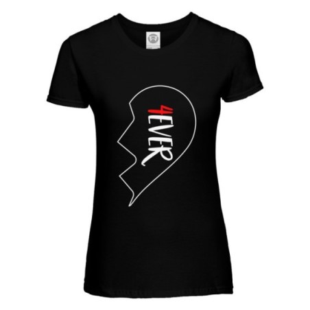 T-shirt donna personalizzabile con nome 4ever mezzo cuore Love