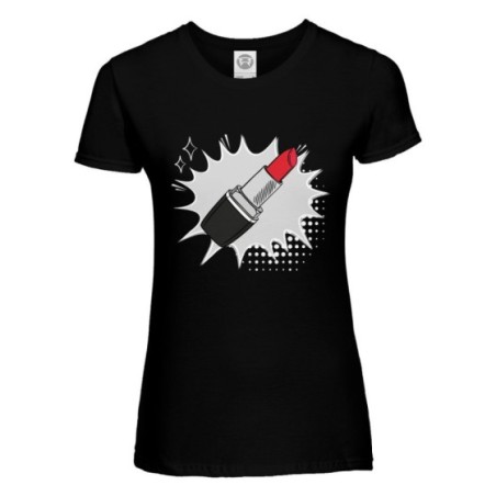 T-shirt donna personalizzabile con nome rossetto pop art