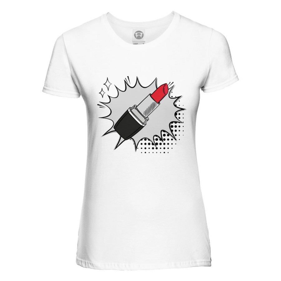 T-shirt donna personalizzabile con nome rossetto pop art Love