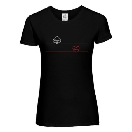 T-shirt donna personalizzabile con nome queen picche e cuori