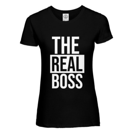 T-shirt donna personalizzabile con nome the real boss