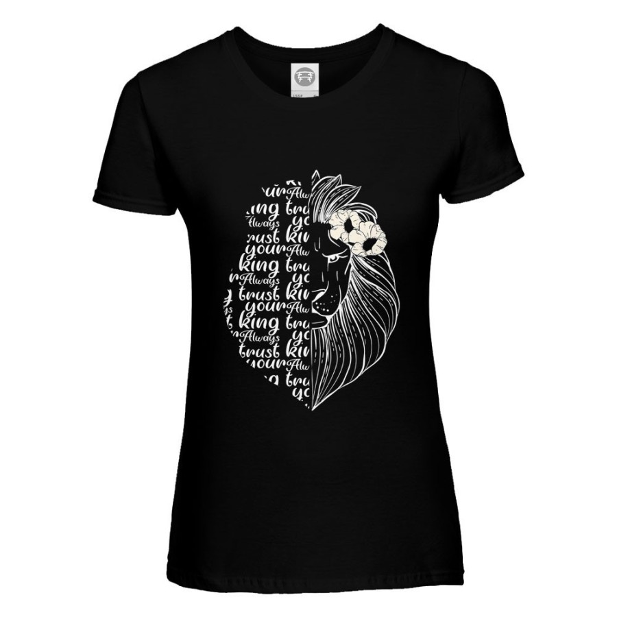 T-shirt donna personalizzabile con nome lioness always trust your king Love