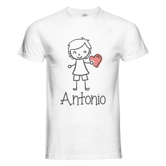 T-shirt uomo personalizzata con nome omino con cuore Love