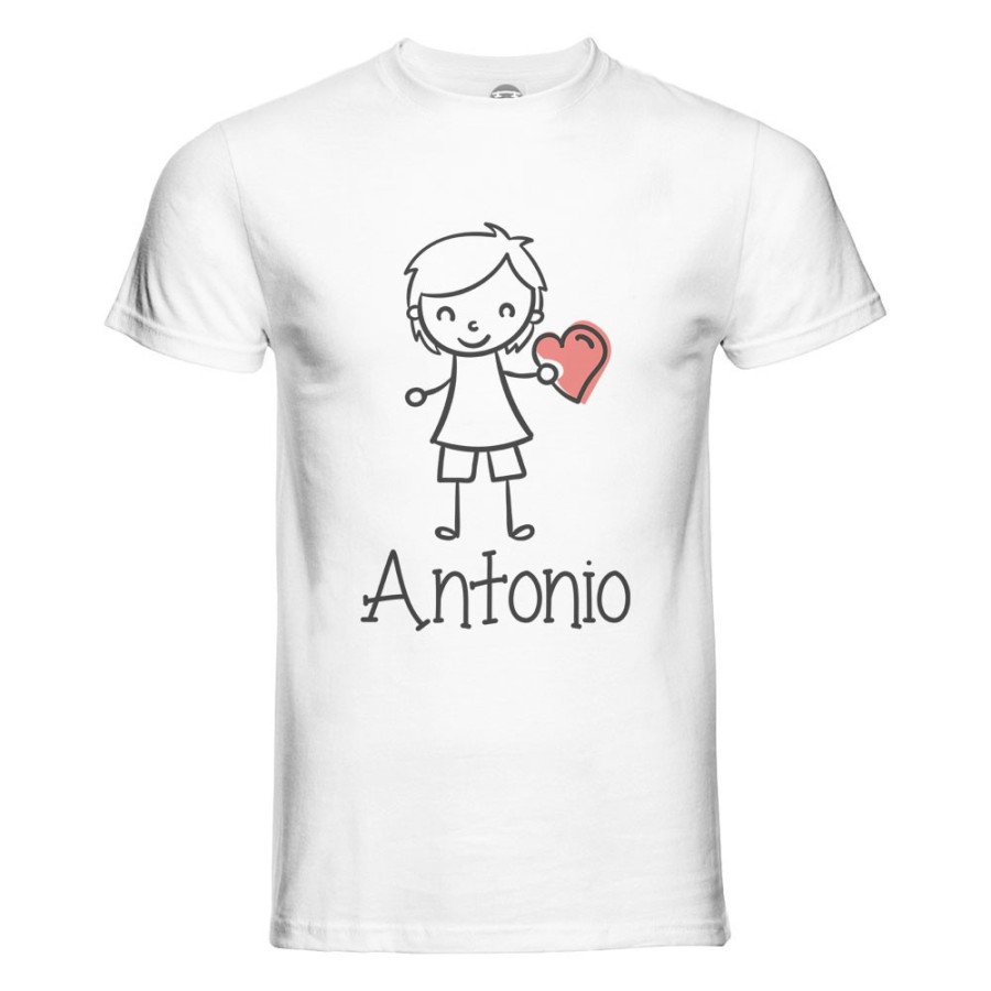 T-shirt uomo personalizzata con nome omino con cuore Love