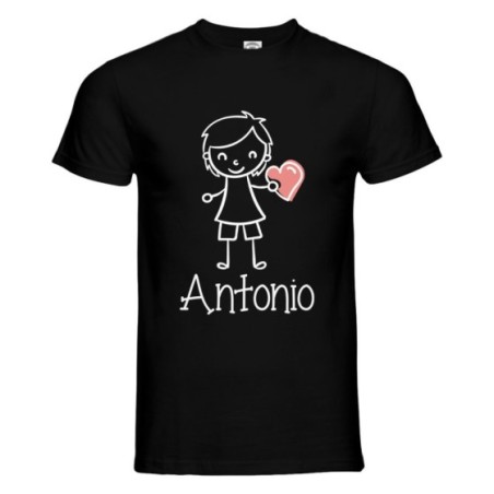T-shirt uomo personalizzata con nome omino con cuore Love