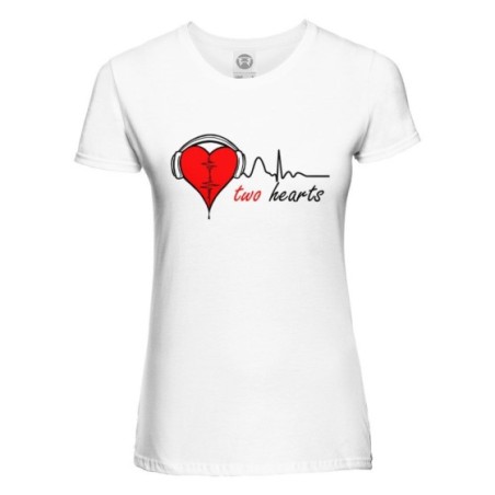 T-shirt donna personalizzabile con nome two hearts