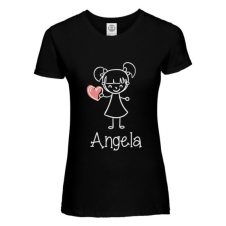 T-shirt donna personalizzata con nome omina con cuore