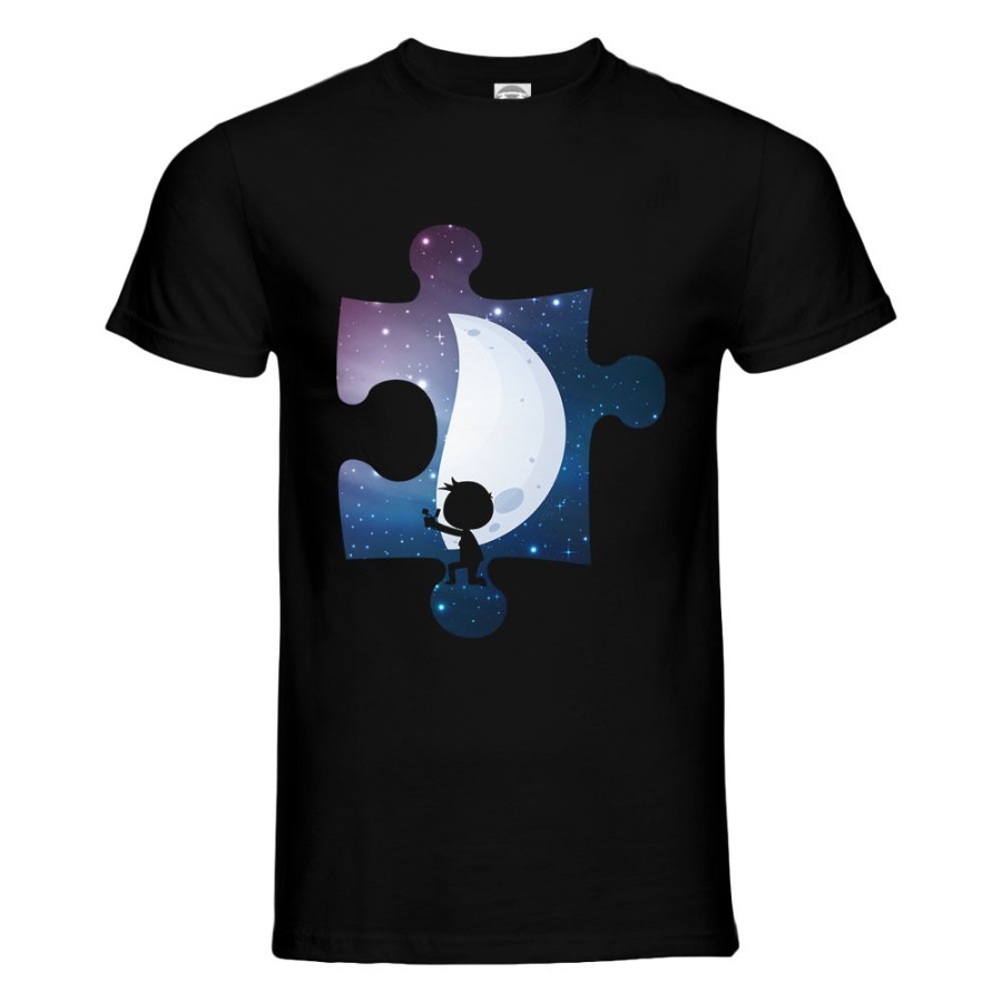 T-shirt uomo personalizzabile con nome puzzle uomo su mezza luna Love