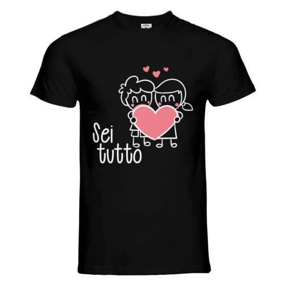 T-shirt uomo personalizzabile con nome sei tutto con omini e cuore Love