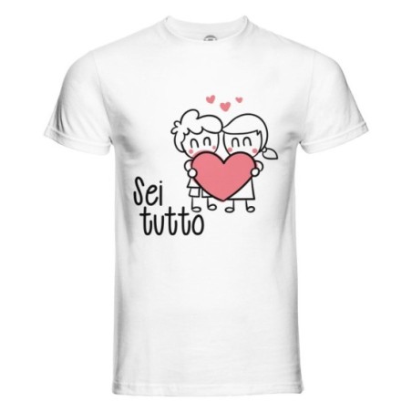 T-shirt uomo personalizzabile con nome sei tutto con omini e cuore Love