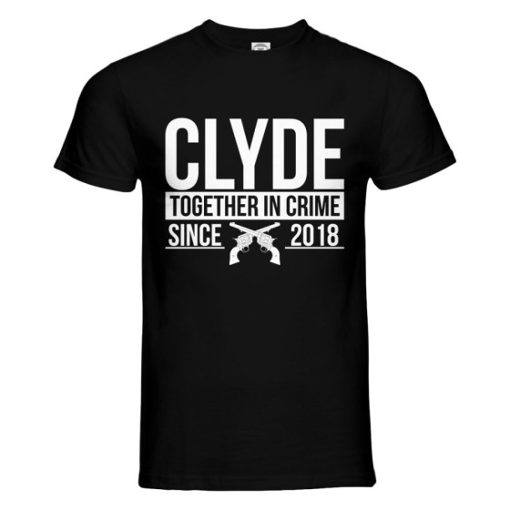 T-shirt uomo personalizzata con anno clyde together in crime since Love