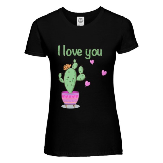 T-shirt donna personalizzabile con nome cactus fiorellino i love you Love