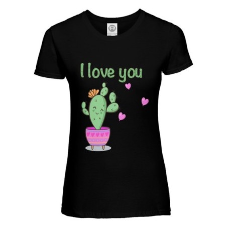 T-shirt donna personalizzabile con nome cactus fiorellino...