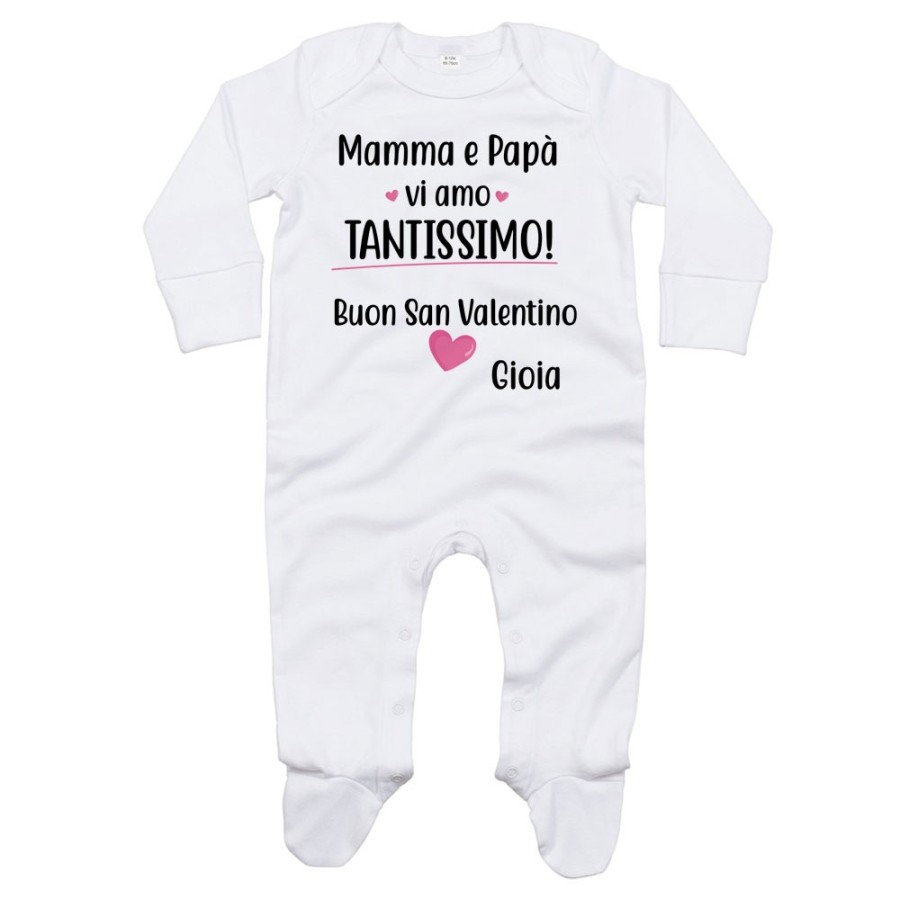 Tutina neonato personalizzato con nome mamma e papà vi amo tantissimo buon san valentino Love