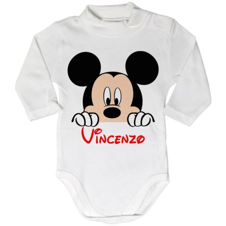 Body lupetto neonato personalizzato con nome topolino che...
