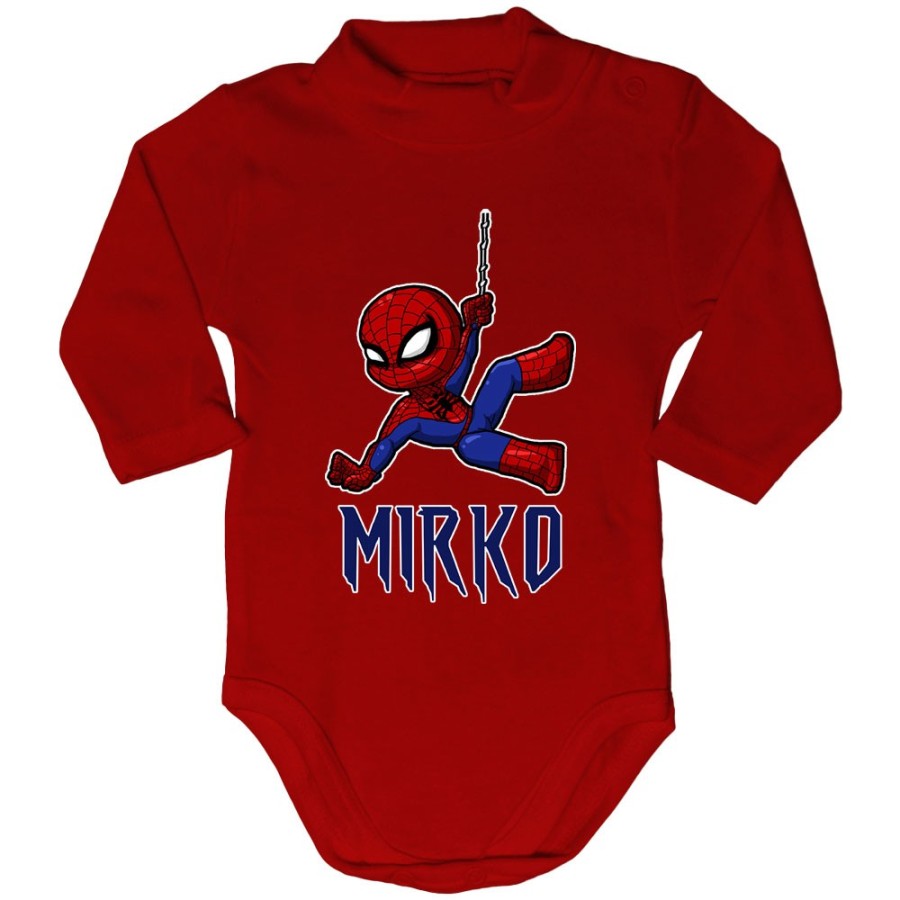 Body lupetto neonato personalizzato con nome baby spiderman Cartoon