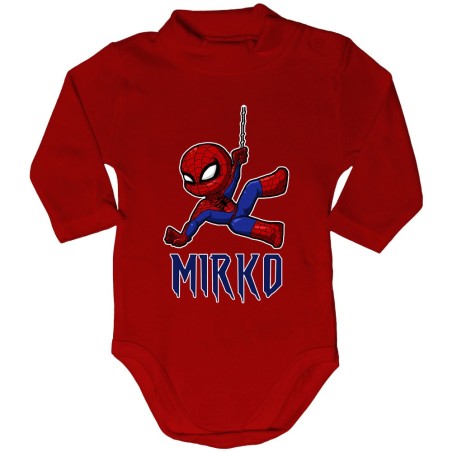 Body lupetto neonato personalizzato con nome baby spiderman Cartoon