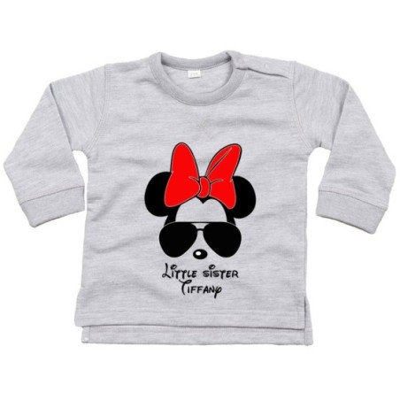 Felpa neonata personalizzata con nome little sister minnie