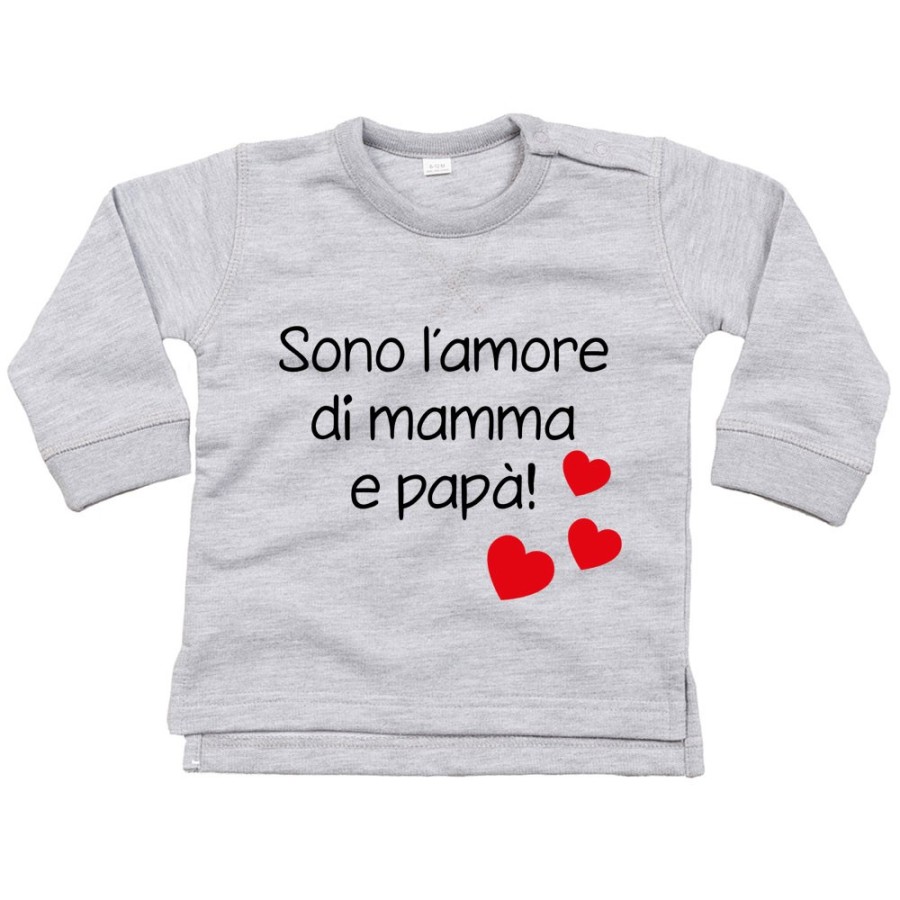 Felpa neonato sono l'amore di mamma e papà con cuoricini Per la famiglia