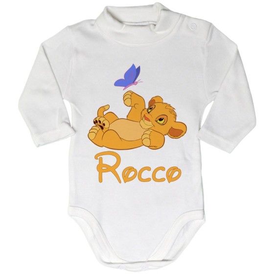 Body lupetto neonato personalizzato con nome simba Cartoon