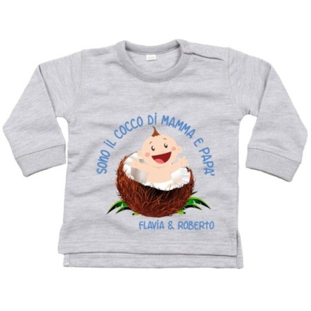 Felpa neonato sono il cocco la cocca di mamma e papà