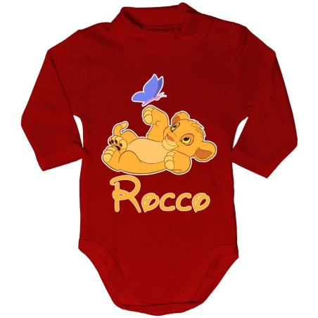 Body lupetto neonato personalizzato con nome simba Cartoon