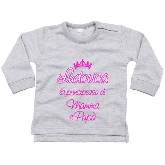 Felpa neonato personalizzata con nome sono la principessa il principe di mamma e papà con corona Per la famiglia