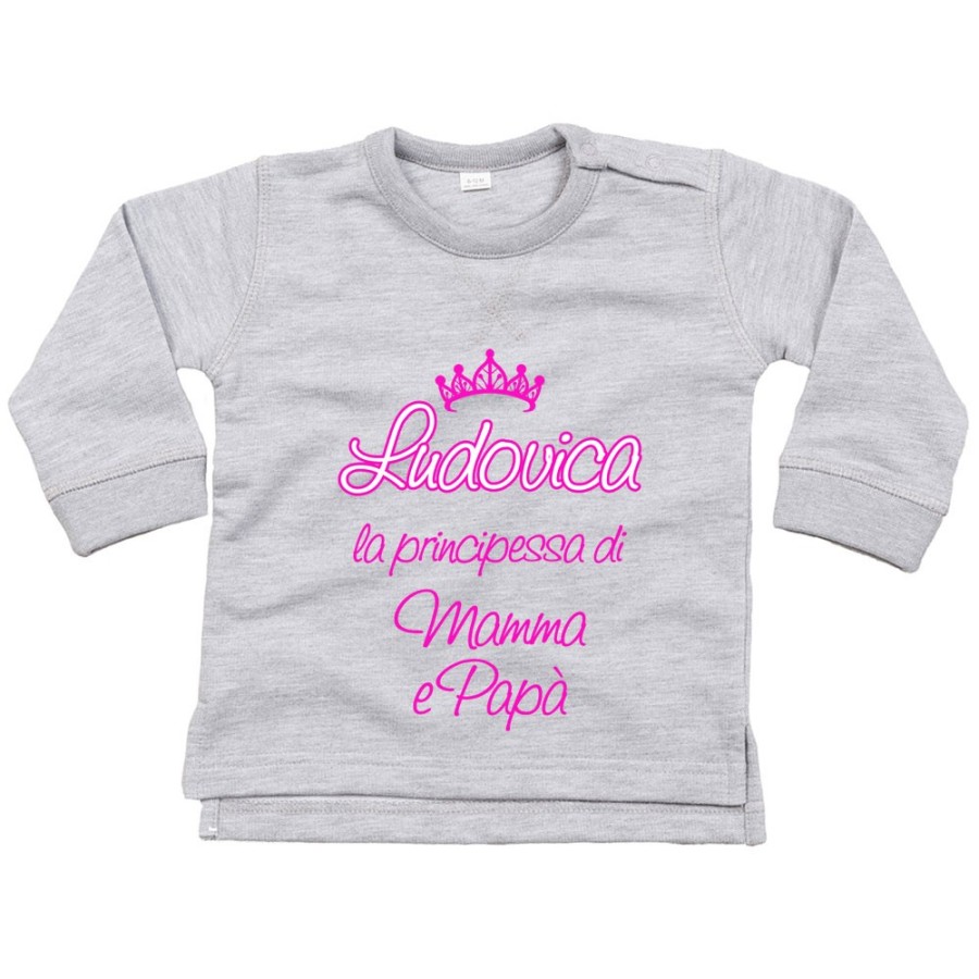 Felpa neonato personalizzata con nome sono la principessa il principe di mamma e papà con corona Per la famiglia