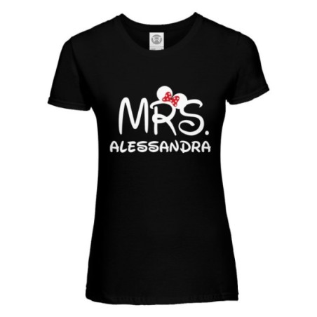 T-shirt donna personalizzabile con nome mrs con orecchie