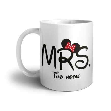 Tazza personalizzabile con nome mrs con orecchie