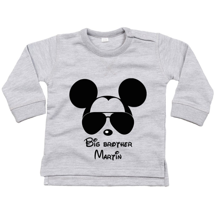 Felpa neonato personalizzata con nome big brother mickey Per la famiglia
