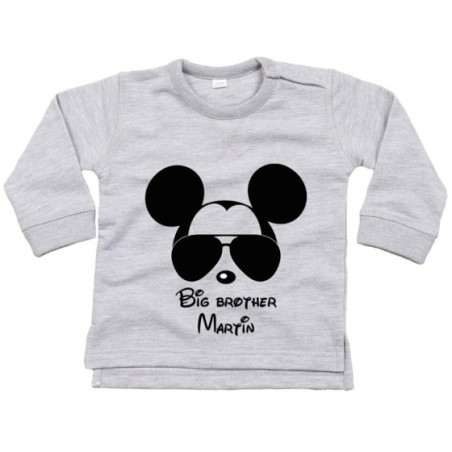 Felpa neonato personalizzata con nome big brother mickey