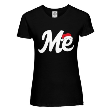 T-shirt donna personalizzabile con nome me con cappello natalizio Natale