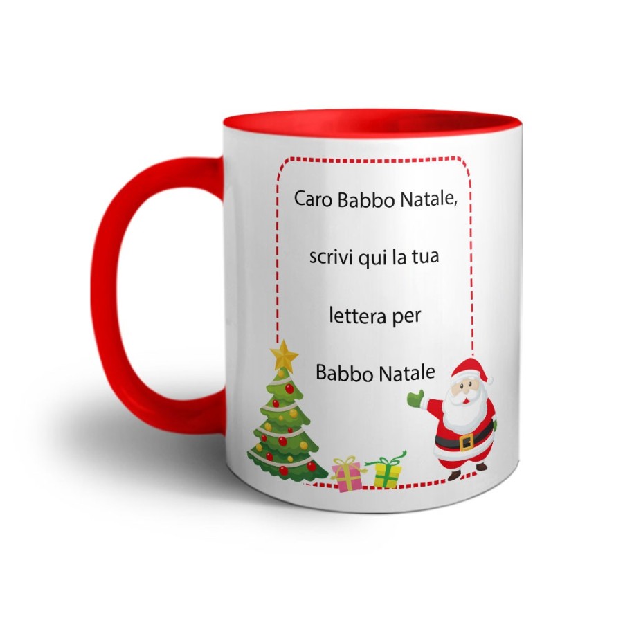 Tazza personalizzata con testo lettera a babbo natale con albero natalizio Natale