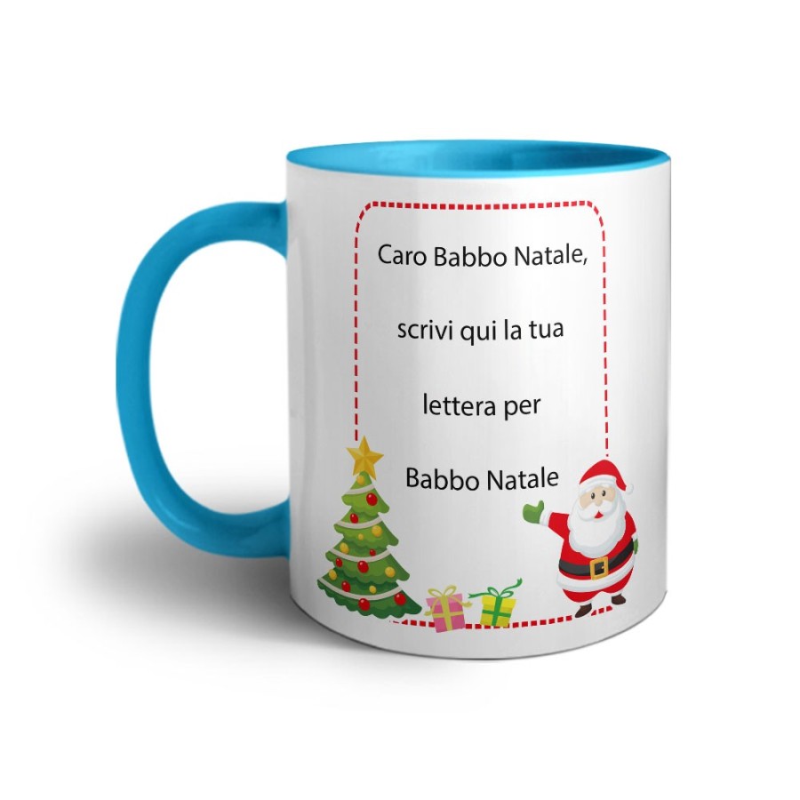 Tazza personalizzata con testo lettera a babbo natale con albero natalizio Natale